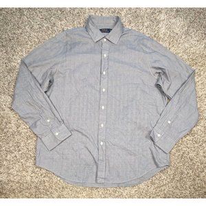 Polo Ralph Lauren Shirt Mens XL Navy Blue White Long Sleeve Button Up Check